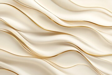 Fototapete - an elegant and sophisticated design featuring flowing gold waves on a light beige background
