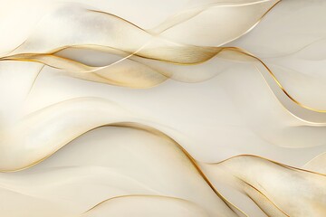 Fototapete - an elegant and sophisticated design featuring flowing gold waves on a light beige background
