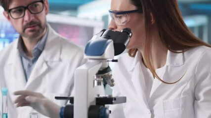 Aufkleber - Female And Male Researcher Working