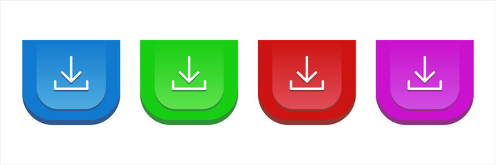 Colorful button with download icon set.