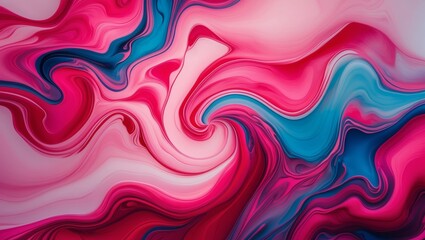 Poster - Colorful abstract swirl of pink and blue tones creating a mesmerizing visual effect in modern art style