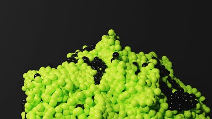 Poster - 3d rendering of abstract art particle loop animation with 3d particle in green and black color