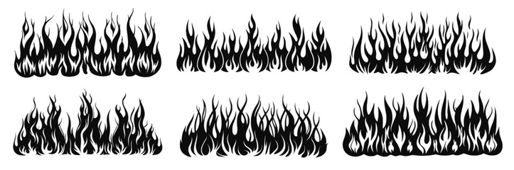 Bold vector fire and flame tattoo silhouette in abstract tribal style. Perfect for decals, hot rod art, motorcycle designs, old-school tattoos, and fiery ornamental illustrations.