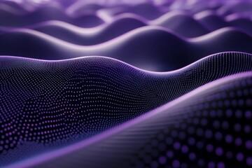 Aufkleber - Digital waves undulate in shades of purple, creating a mesmerizing abstract landscape