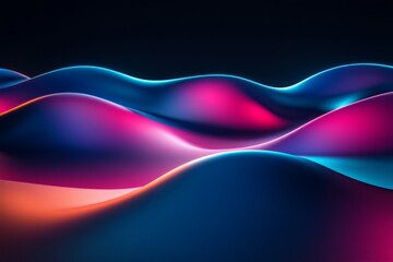 Fototapete - Colorful flowing waves create a vibrant abstract landscape in a digital art piece showcasing dynamic light and form