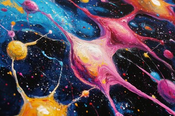 Leinwandbilder - Colorful abstract representation of cosmic connections in a vibrant galaxy landscape