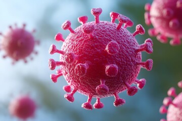 Aufkleber - Microscopic view of a virus highlighting its structure and features during a scientific study