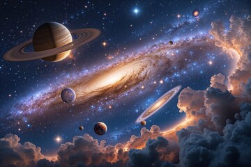 Wall Mural - interstellar motifs and amazing skies: celestial space exploration with stars and galaxies
