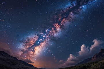 Enigmatic Starry Night: A Mesmerizing Galactic Landscape of the Cosmos