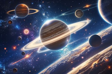 Wall Mural - Magical Planet Exploration in Stellar Vistas and the Cosmos