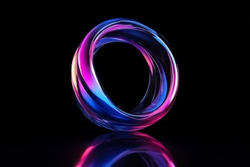 Poster - Vibrant abstract sculpture with swirling colors highlighted against a dark backdrop during an artistic exhibition