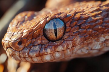 Poster - Unique close-up view of a camouflaged snake nestled among rocks in its natural habitat during daylight