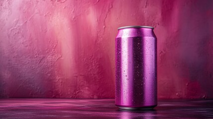 Aufkleber - A sleek can in vibrant pink sits against a textured background in similar shades. Water droplets adorn its surface, creating a refreshing appearance in this artistic setting.