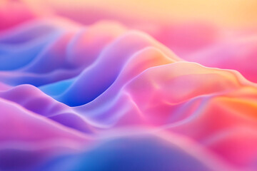 Poster - Abstract colorful pastel waves smooth flowing design background art pink blue soft light style image
