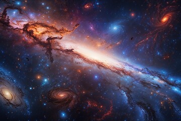 Wall Mural - stunning cosmic landscape featuring bright galaxies and twinkling constellations in an enigmatic uni