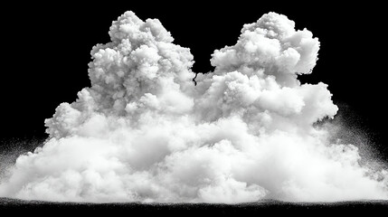 A illustration of a cloud formation against a stark black backdrop.