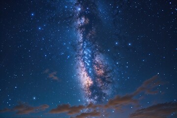 Wall Mural - illuminated blue cosmos night sky with shimmering stars background
