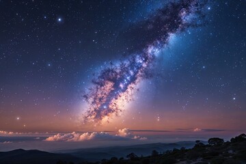 Wall Mural - twilight in the celestial cosmos above a shimmering universe