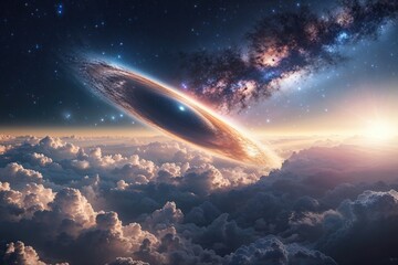 Wall Mural - Majestic Cosmic Body in Expansive Galactic Landscape with Radiant Atmosphere and Enigmatic Vibes