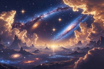 Wall Mural - celestial journeys exploring interstellar motifs stunning skies stars and galaxies