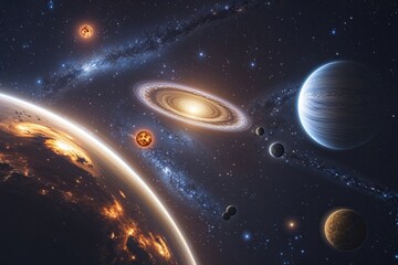Wall Mural - Glowing Gas Giants in Interstellar Regions of Deep Space