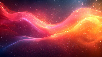 Aufkleber - Abstract Colorful Wave Background with Glowing Particles