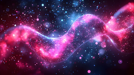 Aufkleber - Abstract Glowing Particle Wave Background Pink Blue Purple