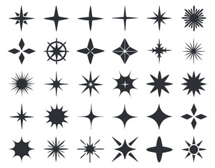 Poster - Collection of Various Decorative Star and Sparkle Icons in Different Shapes and Sizes, Perfect for Celebrations, Holidays, and Creative Designs