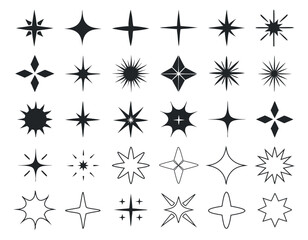 Poster - Collection of Decorative Star and Sparkle Icons in Different Shapes and Designs, Ideal for Holidays, Celebrations, and Creative Graphic Projects