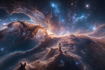 Wall Mural - 360 degree high dynamic range deep space nebula spherical environment map and cosmic background