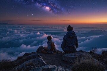 Wall Mural - unveiling nighttime celestial wonders beyond the horizon