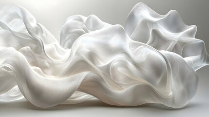 Aufkleber - Abstract White Draped Fabric Sculpture