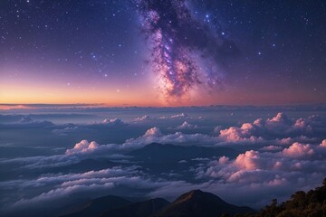Wall Mural - celestial skies twilight over a vast shimmering universe