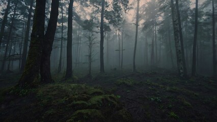  fog in the forest,Fog in nature morning