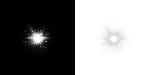 Poster - glowing festive texture featuring magical light beams, sparkling flares, and vibrant bursts. perfect