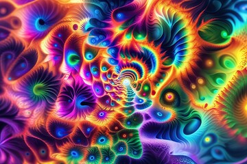 Wall Mural - vibrant nature-inspired fractal patterns with colorful flow and harmony
