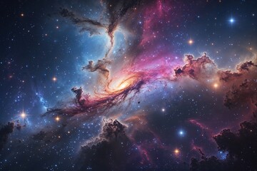 Wall Mural - vibrant galaxy nebula background featuring luminous stars and cosmic clouds