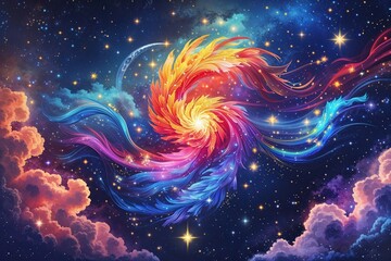 Wall Mural - luminous celestial patterns against a dreamy cosmic backdrop