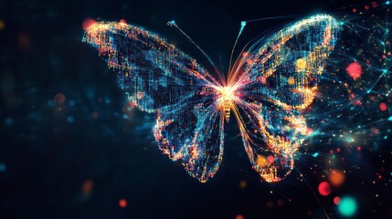 Poster - digital butterfly: a mesmerizing digital representation of a butterfly, its form constructed from vi