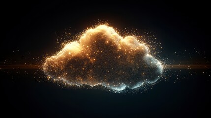 Poster - abstract cloud of sparks: a mesmerizing, glowing cloud of light and sparks floats against a dark bac