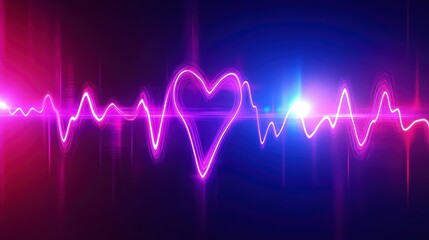 Poster - Love's Pulse: A digital artwork illustrating the essence of love and life, combining a glowing heart with a vibrant pulse, symbolizing the energy and rhythm of emotions and life.