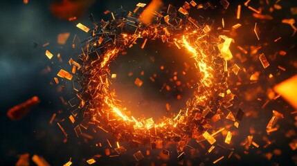 Poster - Portal to the Unknown: A mesmerizing display of cosmic energy, with a fiery, ring-shaped portal in the center, swirling amidst a backdrop of vibrant colors and ethereal textures.