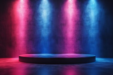 Poster - Dramatic stage setup with colorful lighting creating an inviting atmosphere for performances at night