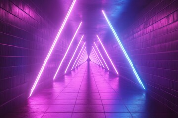 Poster - Colorful neon lights create a stunning effect in a dark corridor at night