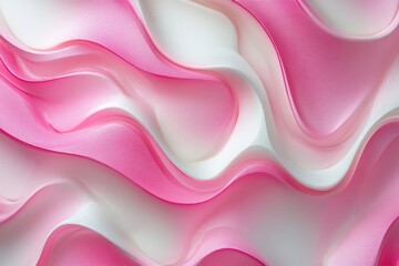 Poster - Flowing pink and white fabric ripples create an artistic and soft texture
