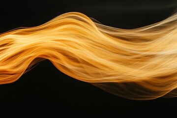 Leinwandbilder - Golden strands of hair flow gracefully against a dark background in a captivating display of movement and light