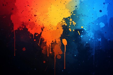 Fototapete - Vibrant paint splashes fill the canvas with bold colors and dynamic patterns creating a vivid artistic expression