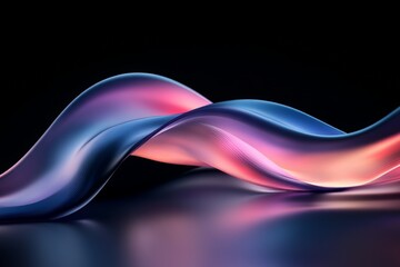Fototapete - Colorful fluid waves create an abstract design with soft lighting and smooth curves in a dark setting