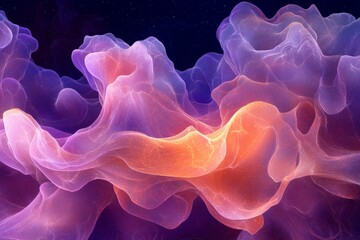 Poster - Colorful abstract shapes swirl together in a mesmerizing display of light and texture in digital art