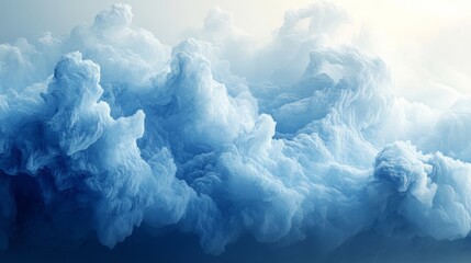 Wall Mural - Beautiful fluffy clouds dominate the image with their soft blue hues